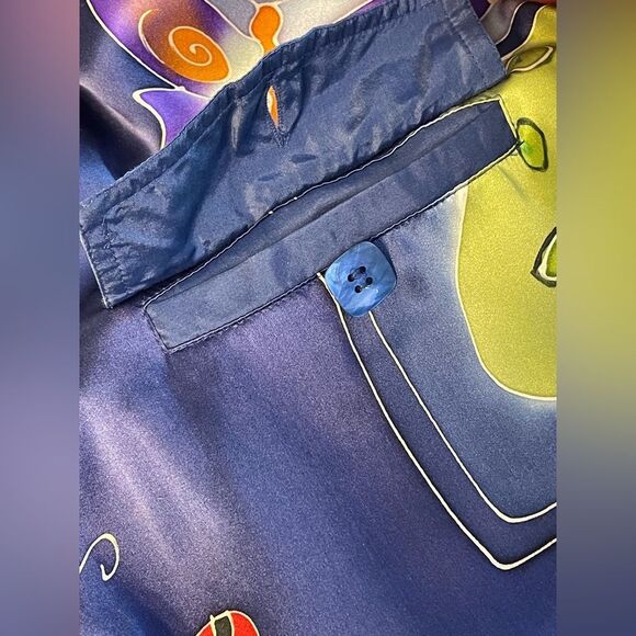 Vintage 80s Mureli Jacket 100% Silk Butterflies Moths Blue S - Picture 10 of 14